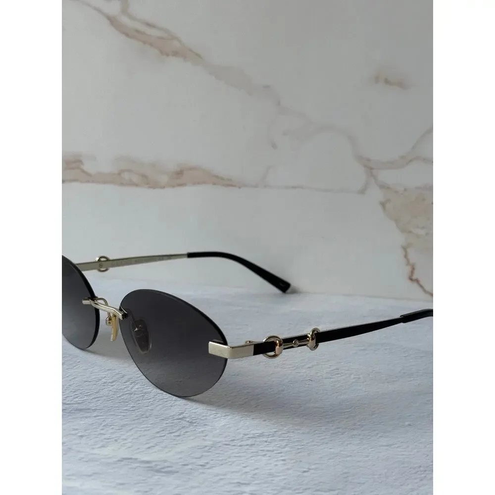 NEW Gucci GG2051S Gold Grey Horsebit Rimless Sunglasses $615